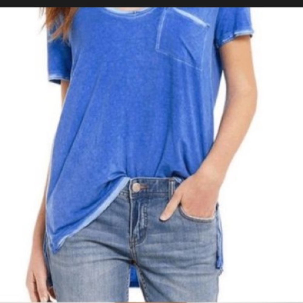 FREE PEOPLE BLUE TEE SHIRT